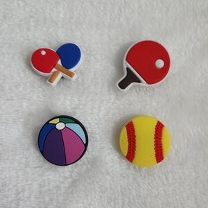 Crocs Jibbitz Beach Ball Ping Pong Paddles Softball Shoe Charms Set of 4